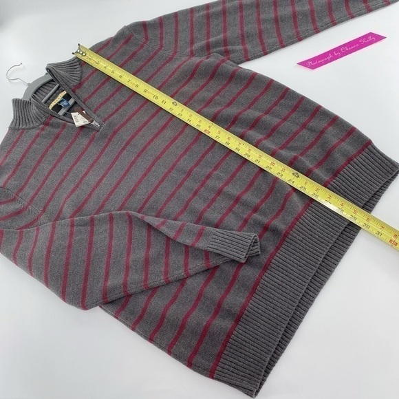 Prince & Fox Gray/Wine Zipper Pull Men’s Sweater - Picture 5 of 9